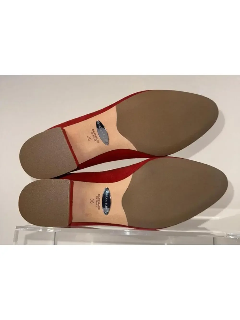 $475 NWOB Sarah Flint Rosie Loafers Flats Red Suede Shoes Size 36 EU 6 US Italy